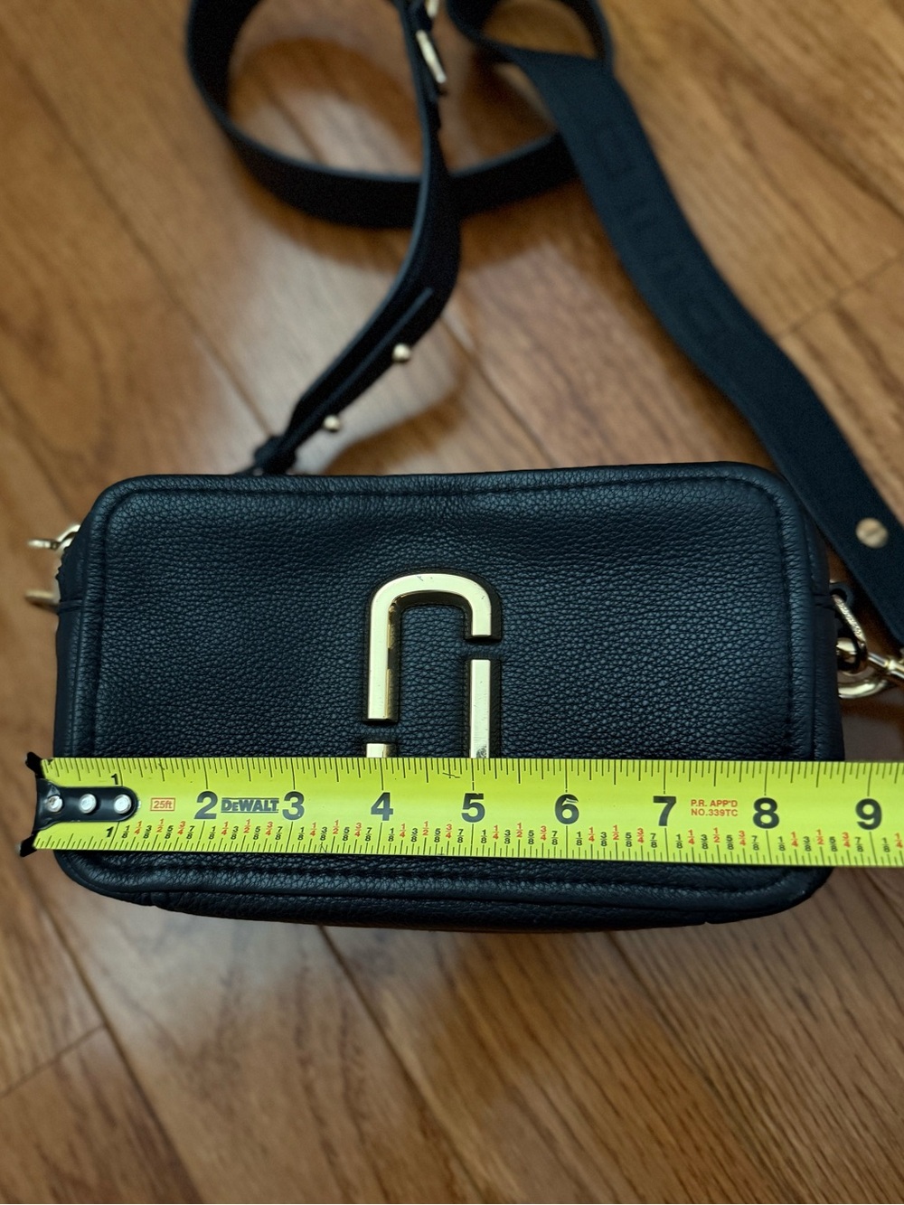 Marc Jacobs Black Leather Double J Crossbody Camera Bag with Gold Hardware - Picture 7 of 7